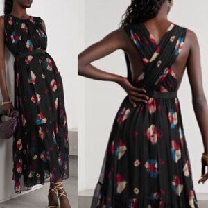 NWOT ULLA JOHNSON Silk Midi Sarai Dress in Nocturne XS $790